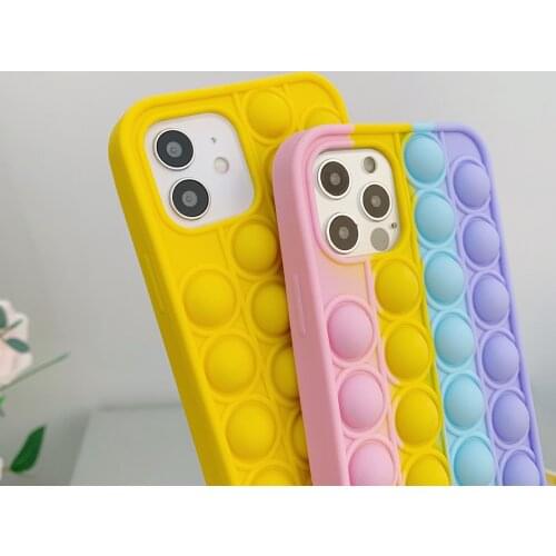 Mobile phone case Push it Bubble silicone protective case Fidget Toys Pop It For Iphone 11 12 Pro Max 6s 7 8 Plus X XR XS Max