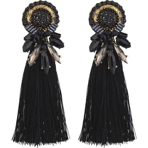 JOUVAL Trendy ZA Rhinestone Tassel Earrings for Women Female Vintage Bohemian Fringed Statement Earrings Dangle Brincos Jewelry