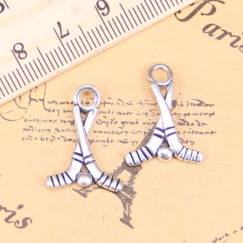 28pcs Charms hockey club 16x23mm Antique Pendants,Vintage Tibetan Silver Jewelry,DIY for bracelet necklace