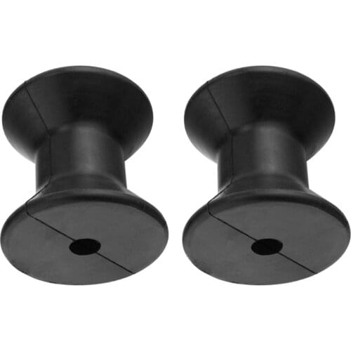 2Pcs High Quality Anti-UV 3 Inch Mounting Width Boat Trailer Bow Stop Roller Black Rubber Spool Yacht Boat Accessories 75x76mm