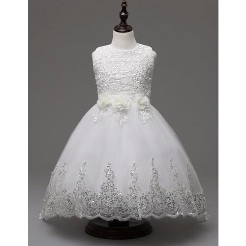 Girls party dress pink sequins graduation gowns children flower evening wedding dress kids bridesmaid vestido de festa infantil