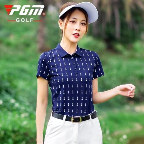 2020 PGM New Golf Apparel Womens Printed shirt Tops Summer Sports Clothes Quick Dry Breathable Short Sleeve Golf T-Shirt