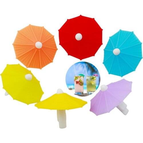 30pcs/set Wine Glass Charm Creative Silicone Umbrella Drink Glass Marker Party Favor Bar Accessories Tools Random Color