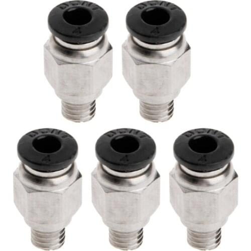 5Pcs Pneumatic Fittings PC4-M6 Bore 4mm For 4mm PTFE Tube Connector Coupler 3D Printer Part