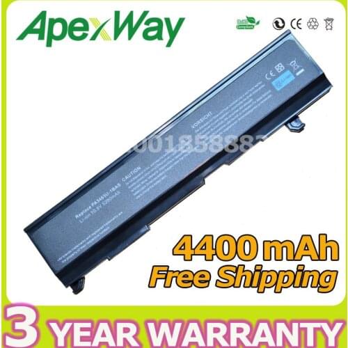 Apexway 6 Cells Laptop Battery PA3465U PA3465U-1BRS PABAS069 for Toshiba Satellite A80 M105 M115 M45 M50 M55 M70 for Dynabook AX