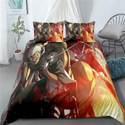 Attack on Giant Series Family Bedding Set Sheet Duvet Cover Flat Sheet Set Winter Full King Single Queen Bed Set