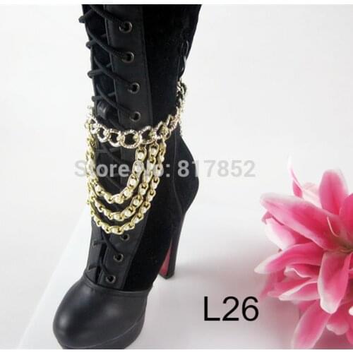 FREE SHIPPING L26 Women 1 Boot Shoe Chain Jewelry Punk Pearl Gold Tone Anklet Chains