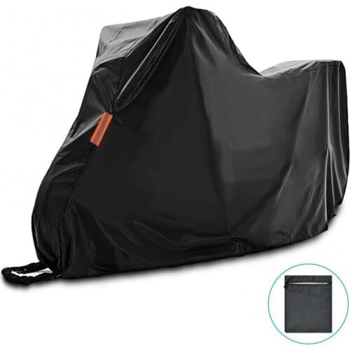 Motorcycle Cover 420D Oxford Cloth Waterproof Outdoor Scooter Protection Shelter w/Lock Holes 4 Reflective Strips for Motorbikes
