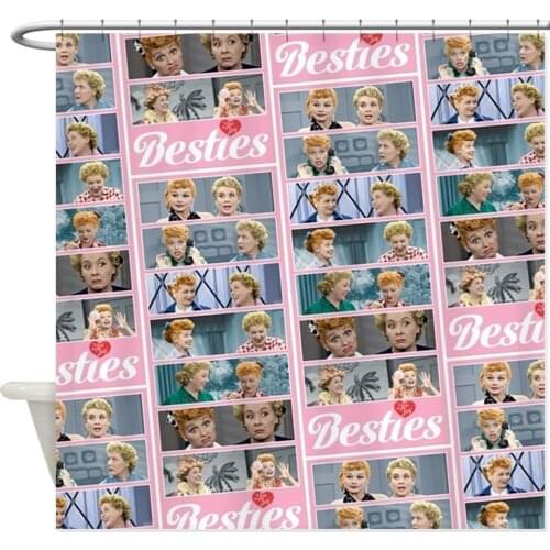I Love Lucy: Besties Pattern Decorative Fabric Shower Curtain