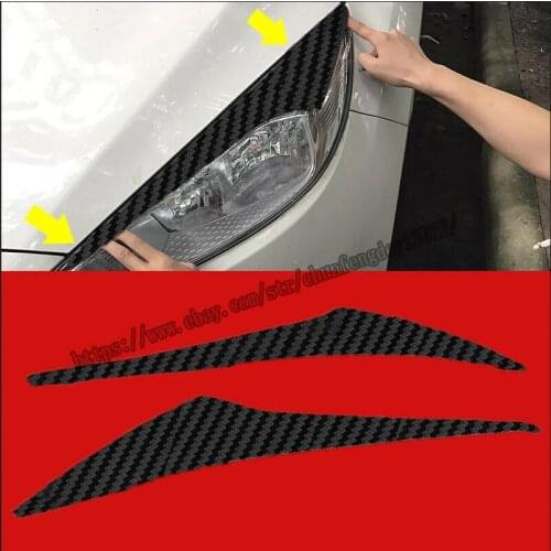 For Ford Focus 2015 2016 2017 3D 5D Carbon Fiber Car Headlight Eye Brow Cover Sticker