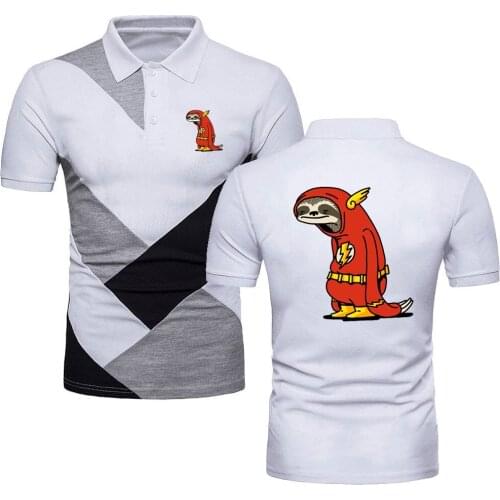 Polo Shirts Harajuku Mens TShirts The Flash Super Hero Red Sloth Top Tees Military Short Sleeve Jersey Contrast Color Polo