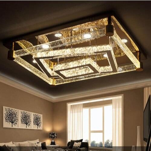 Crystal lamp line cutting modern minimalist living room lighting rectangular hall bedroom lamp intelligent remote control led