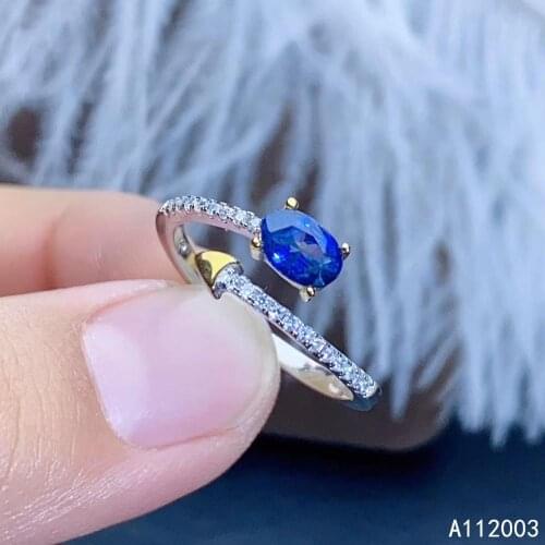 KJJEAXCMY fine jewelry 925 sterling silver inlaid natural gemstone sapphire new Female ring vintage Support Detection