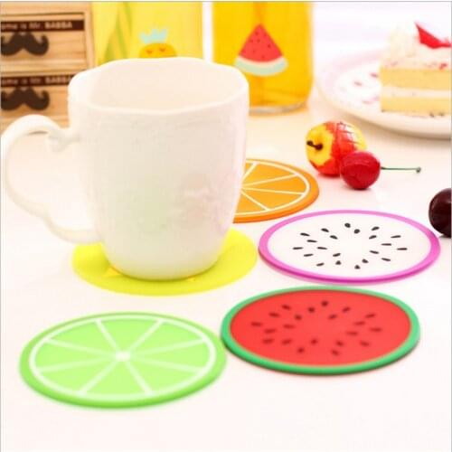 Creative Fruit Shape Coaster Cup Pads Silicone Insulation Mat Hot Drink Holder ( Watermelon lemon Mango Orange Carambola ......)