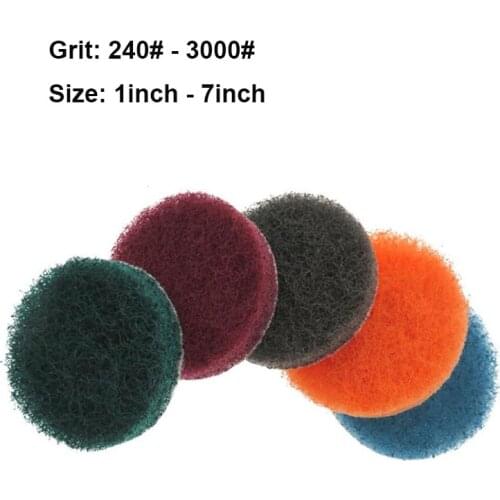 1-5 Inch 240-3000# Round Power Scrub Pads Flocking Industrial Scouring Pads For Polishing Marble Derusting Cloth