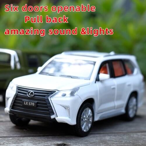 1:32 Lexus LX570 Metal Alloy Diecast Car Model Toy Off road vehicle model With Pull Back Sound Light Model For Children Car Toys