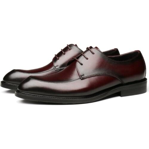 Fashion Black / Dark Brown Derby Mens Business Shoes Genuine Leather Wedding Shoes Boys Formal Shoes