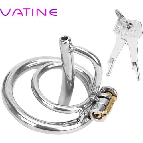 VATINE Cock Lock Penis Cage With Catheter Stainless Steel Male Chastity Device Sex Toys For Men Sex Products Adult Games