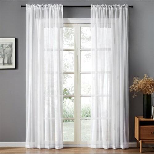 Solid Tulle Sheer Window Curtains Modern Chiffon Solid Sheer Voile Curtain For Living Room Bedroom Decoration Window Curtain