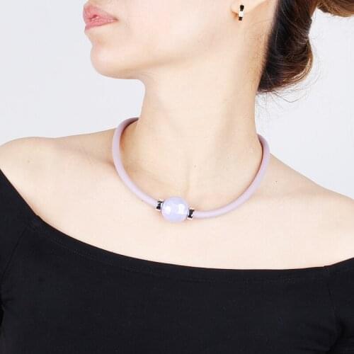 Steampunk Large Beads Choker Nekclace Handmade Purple Pink Big Beads Pendant Necklace Statement Elegant Women Jewelry Body Decor