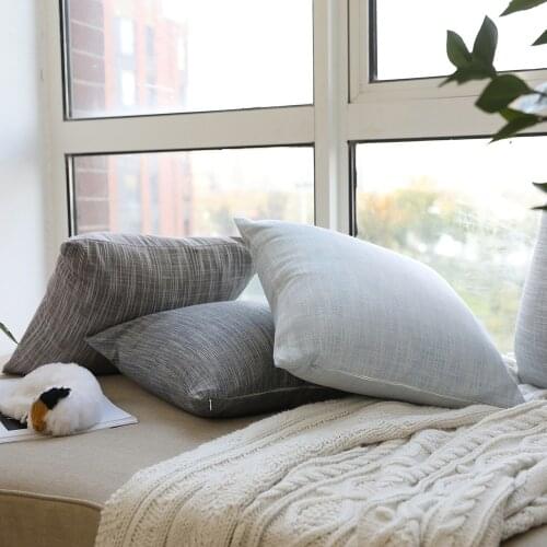 Cotton And Linen Solid Folor Big Throw Pillow Cushion Sofa Backrest Office Simple Automobile Fabric Waist Cushion Without