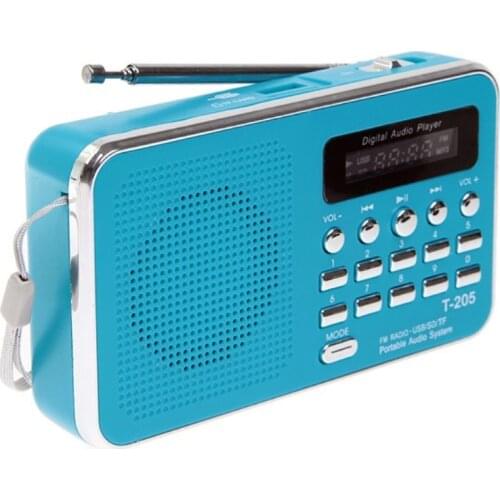 Hot Sale T-205 FM Radio Portable HiFi Card Speaker Digital Multimedia MP3 Music Loudspeaker White Camping Hiking Outdoor Sports