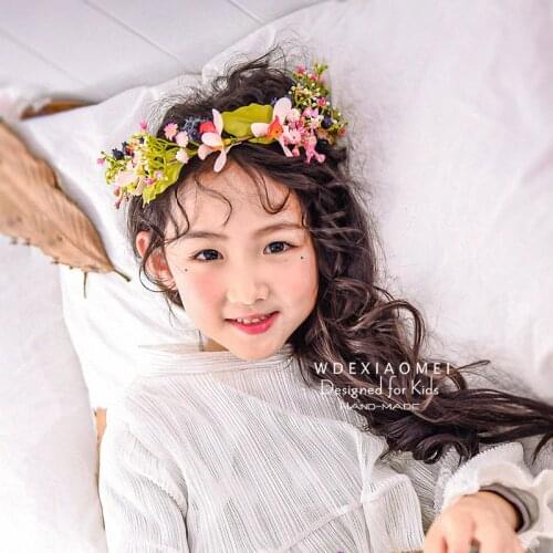 Bohemian Charm Gilrs Woman Flowers Crown Beach Floral Garland Tied Ribbon Hair Band Romantic Wedding Brid Wreath Flower Headband