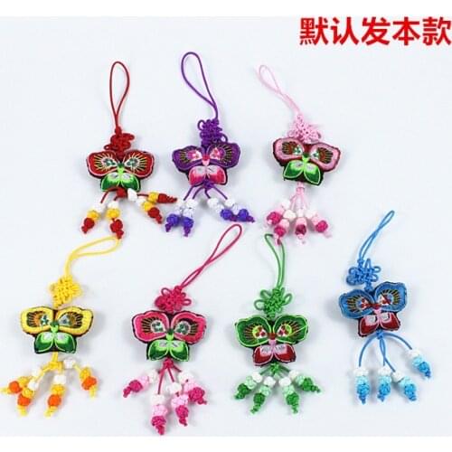 Festival Embroidery Butterfly Amulet KeyChains Bless with Safeness Key Chain Cute Omamori Pendant Lucky Charm