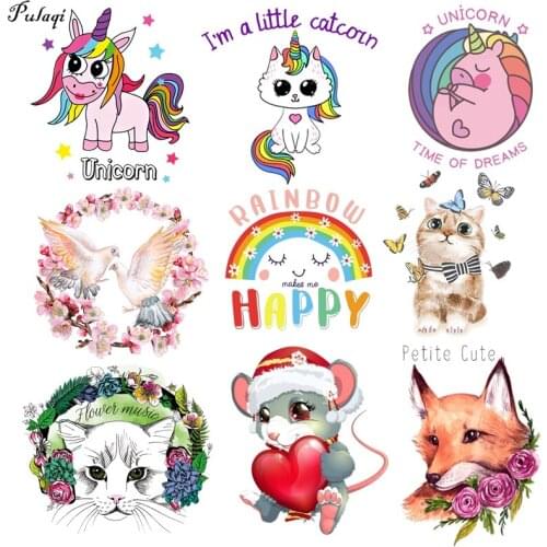 Cute Unicorn Iron On Patches Animals Parches Iron On Transfer DIY Heat Transfer Hippie Stickers Baby Cartoon Patches For Clothes