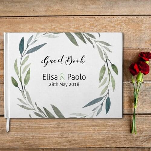 Botanical Wedding Guest Book,Greenery Guestbook Custom,Green Floral Wedding Guestbook,Wedding Party Decoration Gift