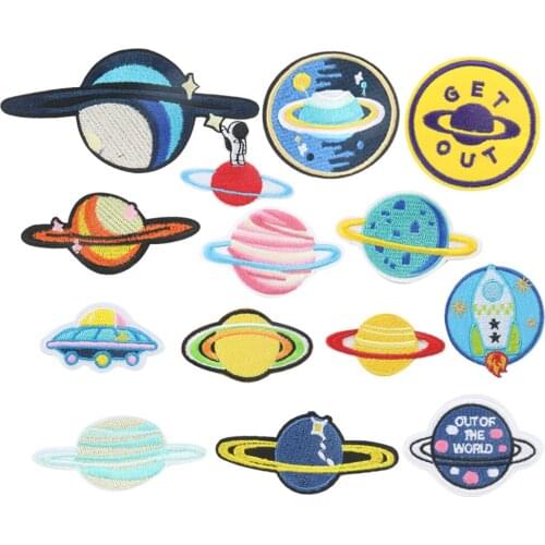 10PCS Alien UFO Astronaut Planet Patches Iron on Stripes Cloth Sticker for Clothing Backpack Badge Embroidery Applique Wholesale