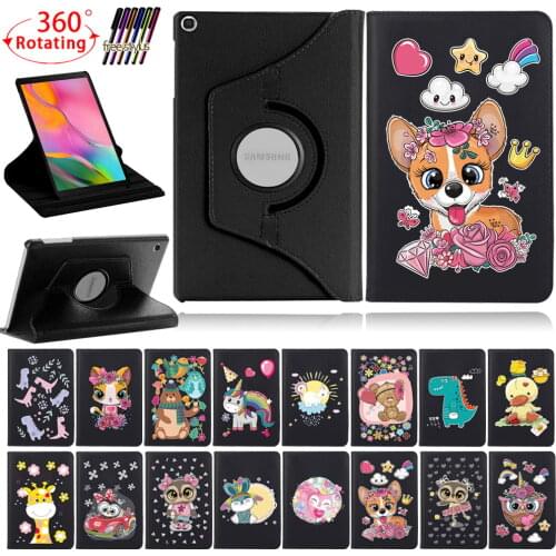 360 Rotating Tablet Case for Samsung Galaxy Tab A 10.1 2019/T515/T510/Tab S6 Lite/p610 Bracket Anti-Fall Protective Cover+Stylus