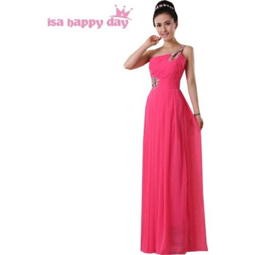 Woman new sexy glamour hot pink one shoulder formal party dress with beads beaded pageant dresses for women sweet 16 court H1915