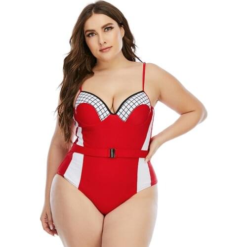 Plus Size One Piece Swimming Suit 2021 Red Swimwear Women Monokini Swimsuits Push Up Female Fused Bodysuit Push Up Bodysuit 4XL