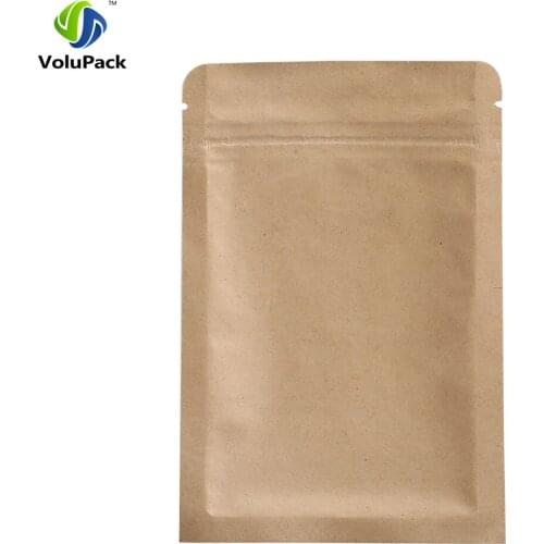 10x15cm (4x6in) 100pcs Thick Reclosable Package Flat Tear Notch Brown Kraft Paper Storage Bags With Zipper Top