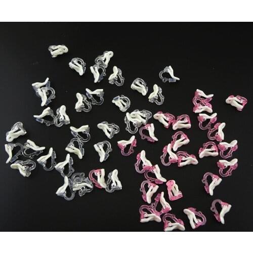 200PCS Pink Kids Plastic earrings DIY jewelry material,clear Children Clip earring DIY ornament stuff wholesales