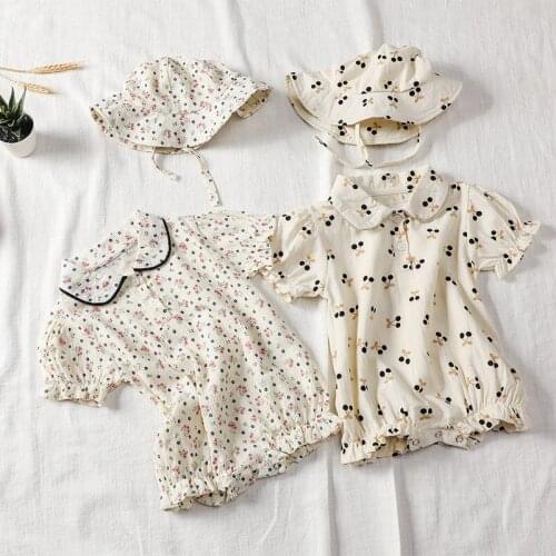 2021 Summer Small Floral Baby Girl One-Piece Suit New Korean Baby Short Sleeve Crawling Clothes Baby Romper