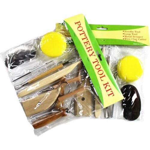 50set 8pcs/set Wooden Handle Pottery Tools Stainless Steel Pottery Ceramics Clay Sculpture Modelling Kit SN543