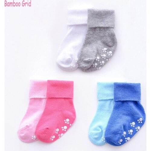 6 Pairs Baby Socks Spring & Autumn Cotton Flanging Non-Slip Socks For Children 0- 6 Year Children Boys Socks Girls Socks