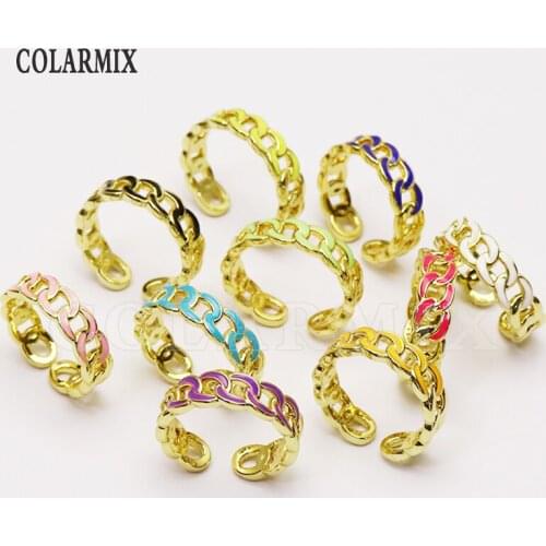 8 piece High quality Open Enamel colorful Spiral rings Summer color jewelry rings Gift for women jewelry Gift 51314