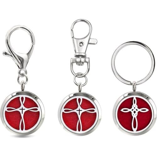 30mm Stainless Steel Jewelry Keychain Essential Oil Aromatherapy Perfume Diffuser Keyring Key Chain Lobster Clasp Gift