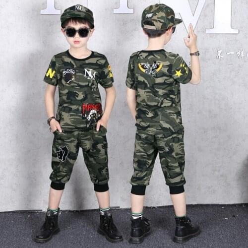 Children Clothing Sports Suit Boy Summer Set Two-piece Childrens Wear stitching suit 4 6 8 10 12 14 16 Years old Child clothes