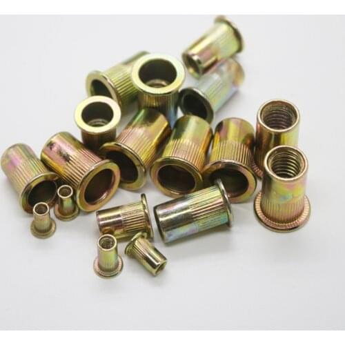 20-50Pcs M3 M4 M5 M6 M8 Zinc Plated Carbon Steel Knurled Nuts Rivnut Flat Head Threaded Rivet Insert Nutsert Cap Rivet Nut