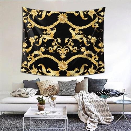 Tapestry Bohemian Wall Hanging Sandy Beach Picnic Throw Towel Rug Blanket Mattress Golden European Floral Pattern Dropshipping