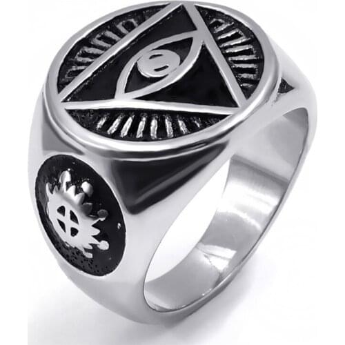 Classic Men Stainless Steel Ring Fashion Punk Style All-seeing-eye Symbol Accessories Jewelry For Male Best Gift