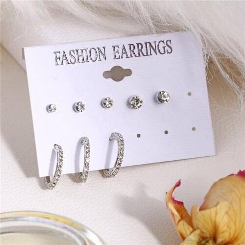 2020 Bohemian Circle Star Crystal Earrings Set For Woman Vintage Moon Heart Earring Female Fashion Beads Jewelry New Gift