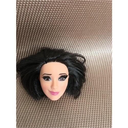 Crooked Mouth Short Hair Doll Heads Black Skintone Quality Collection Smooth Makeup Doll Heads DIY Accessories Girl Gift