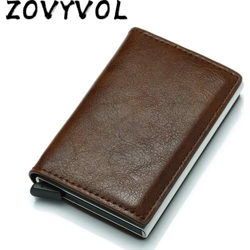 ZOVYVOL Wallet With ID Credit Card Holder Carbon Fiber PU Leather Mini RFID Blocking Slim Men Wallet Automatic Pop Up Purse