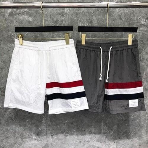 2021 Fashion TB THOM Brand Casual Shorts Men Summer Beach Shorts Sports Trousers Striped Knee Length Jogger Track Shorts Ins