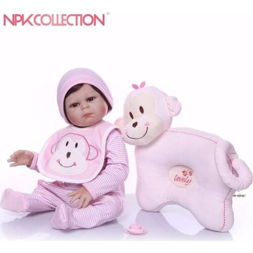 NPK 47cm reborn dolls soft silicone vinyl baby dolls bebe princess reborn bonecas nice clothing girafa plush doll gift kids toys